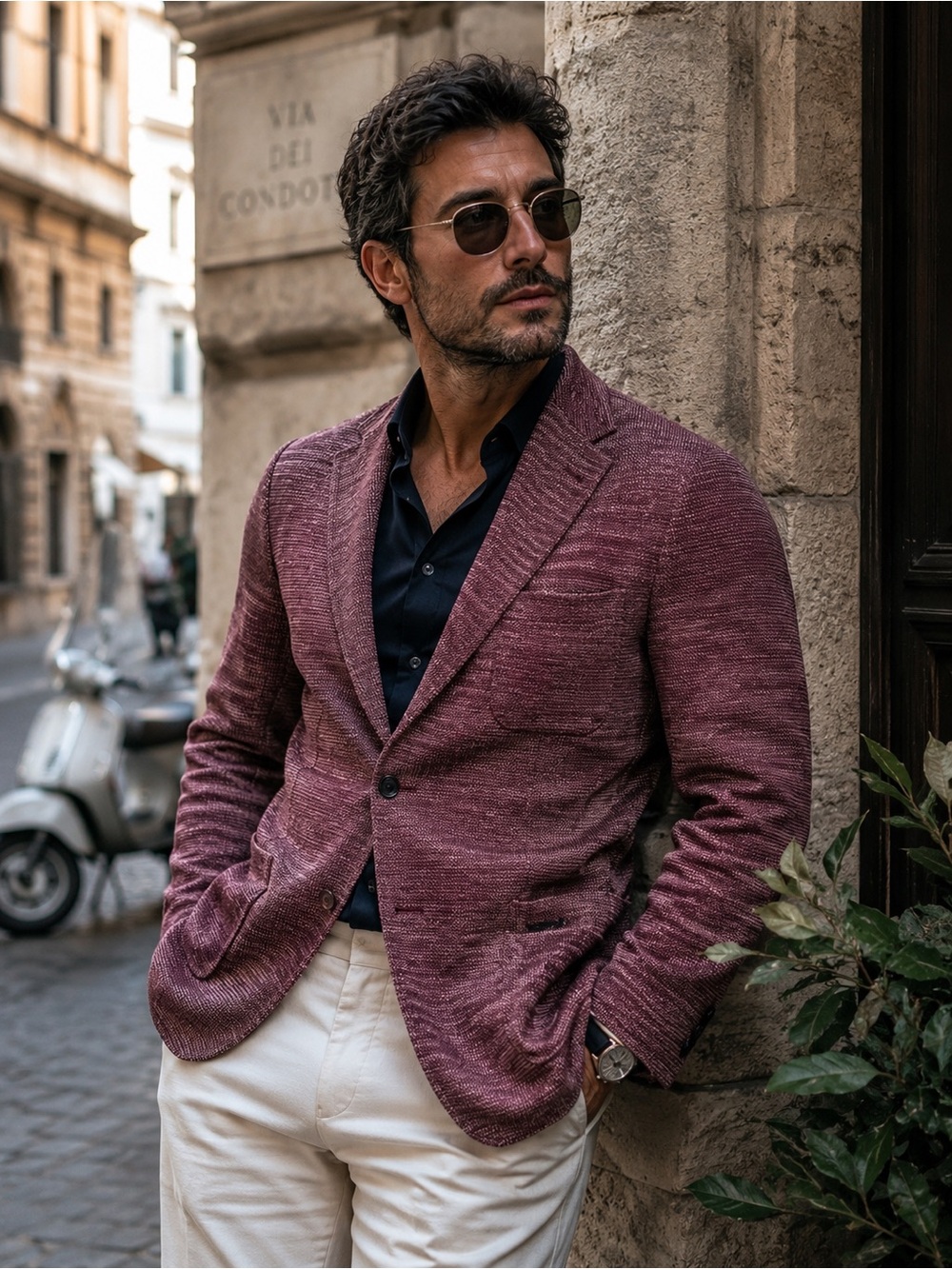 Corneliani Textured Knit Blazer – Made in Italy – Size / 42 Regular Wine Casual